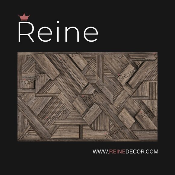 Geometric Dark Wood Panel Wallpaper | Modern Wood Wall Art | Designer Wallpaper - Picture 5 of 9